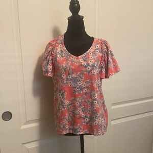 LC Lauren Conrad Pink Floral Blouse